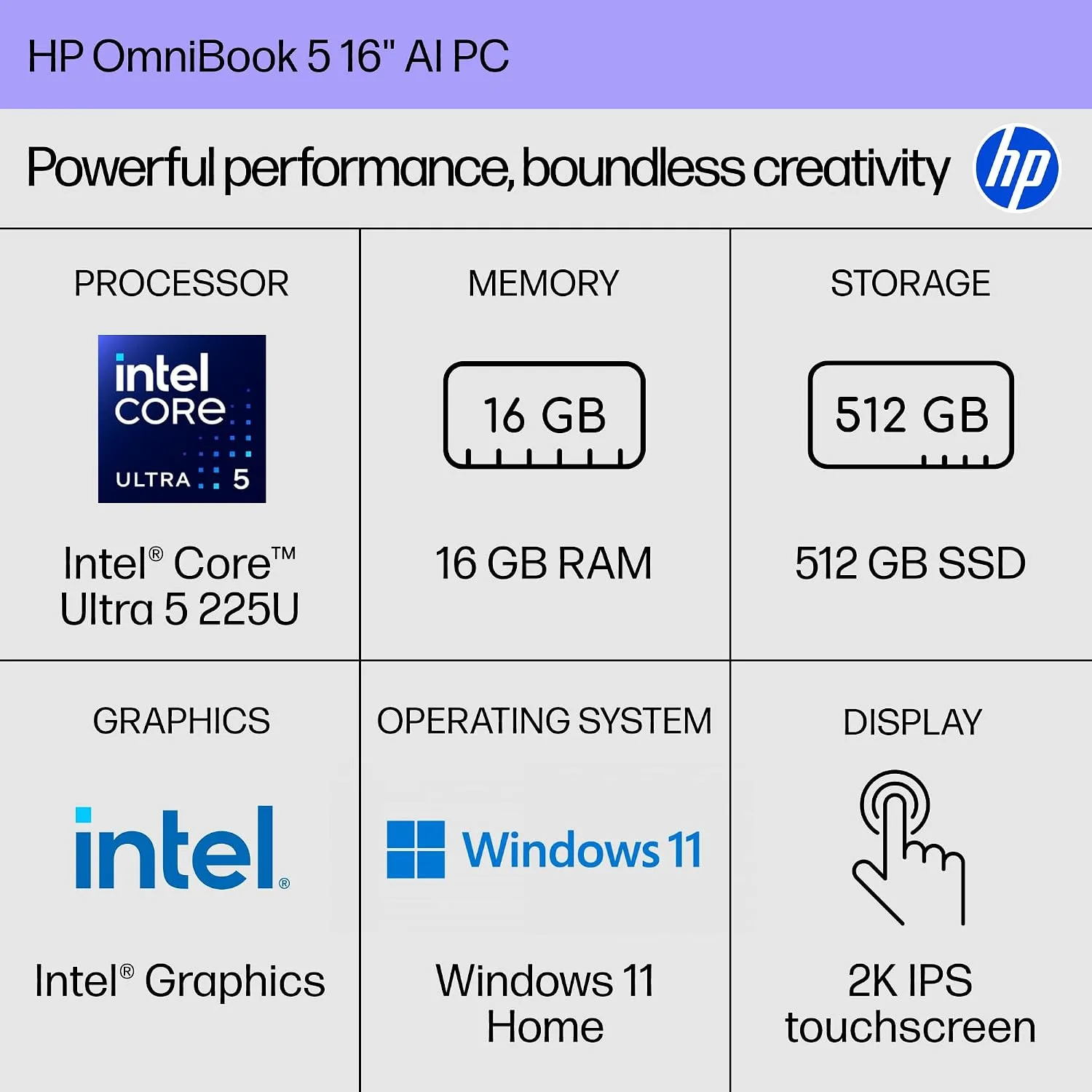 HP OmniBook 5 AI 16" — Intel Core Ultra 5, 16GB RAM, 1TB SSD