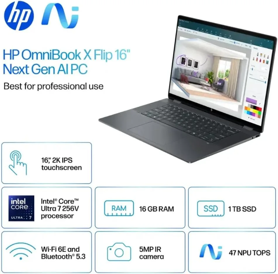 HP OmniBook X Flip 16" Intel Core Ultra 7, 16GB RAM, 1TB SSD — Price in Kenya