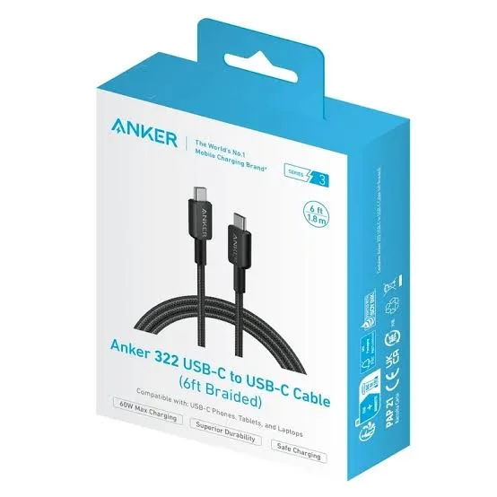 Anker 322 USB-C to USB-C Cable 3 ft 60W in Kenya | City Gadgets Kenya